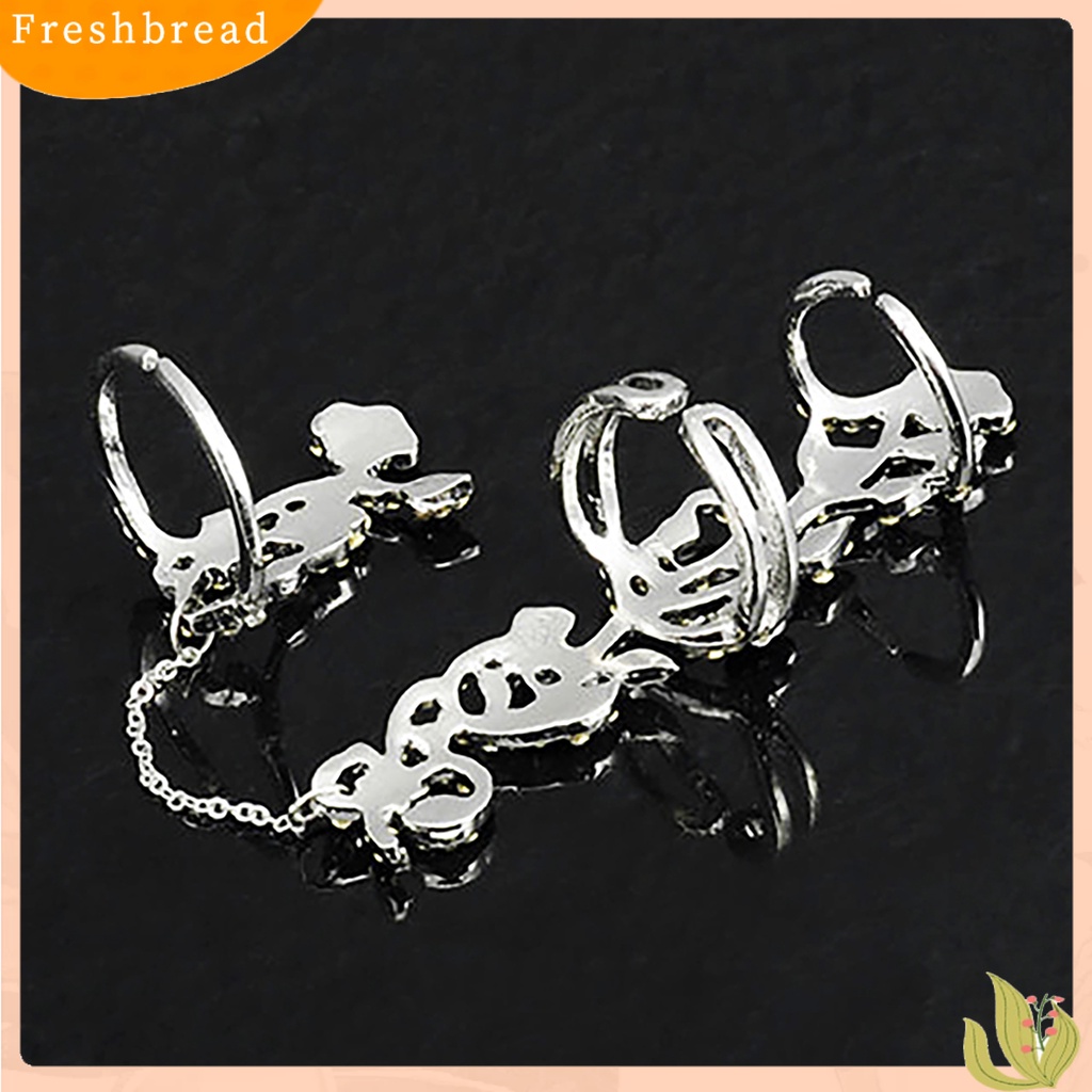 &lt; Freshbread &gt; Cincin Rantai Motif Bunga Jari Perhiasan Adjustable Wanita Rantai Link Finger Ring Untuk Pernikahan