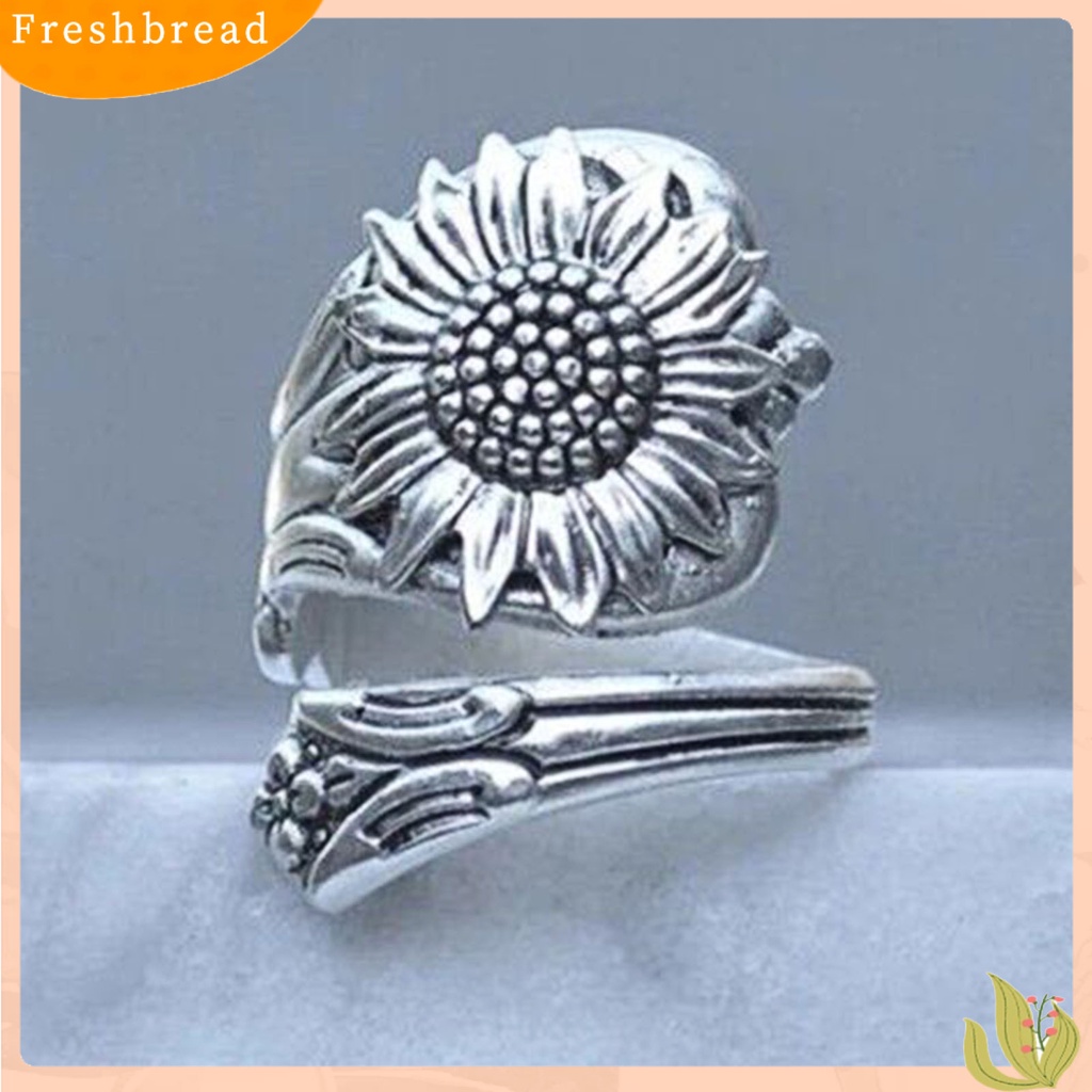 &lt; Freshbread &gt; Cincin Pembukaan Wanita All-match Bunga Matahari Mekar Sederhana Alloy Adjustable Untuk Tanggal