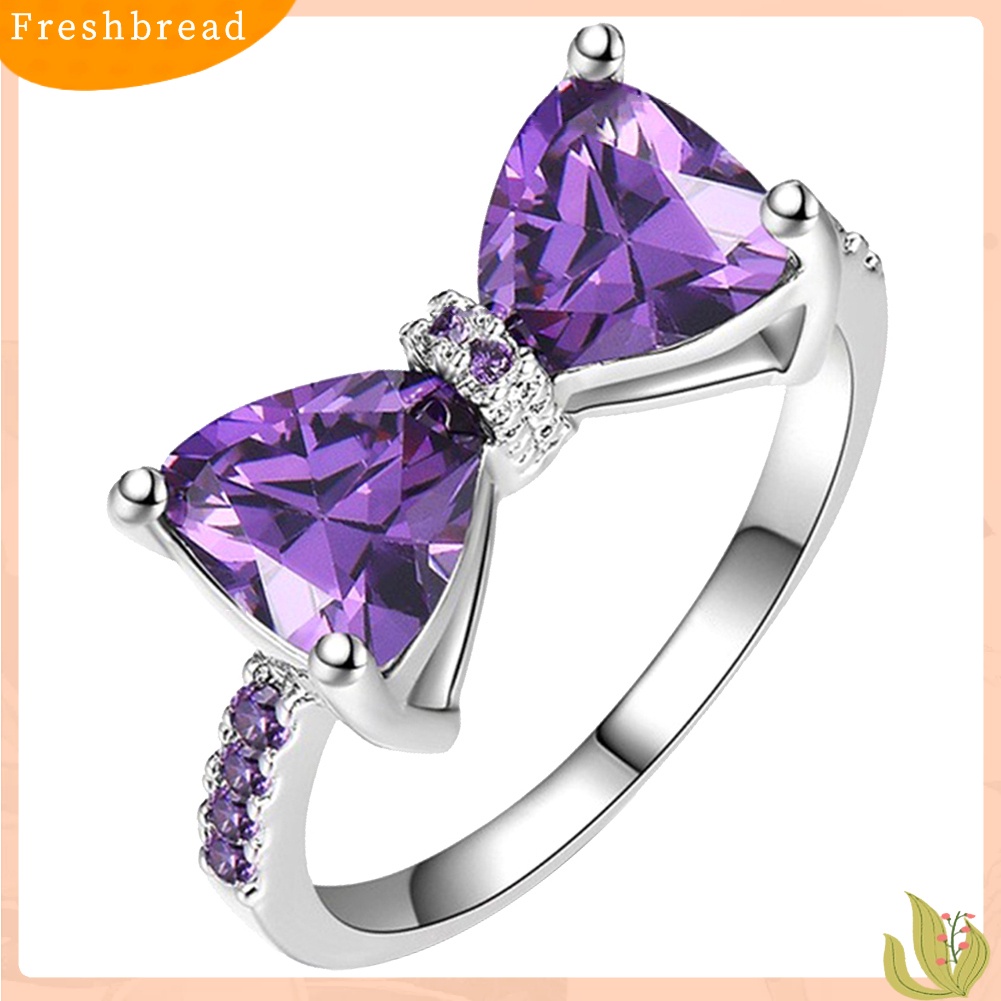 &lt; Freshbread &gt; Pernikahan Pertunangan Pesta Ikatan Simpul Amethyst Imitasi Bertatahkan Jari Cincin Perhiasan Pengantin