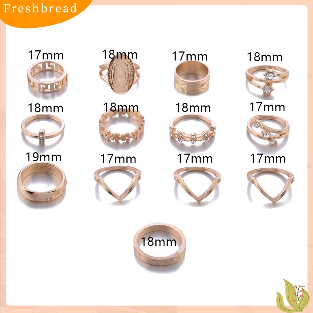 &lt; Freshbread &gt; 13Pcs/Set Wanita Virgin Mary Bunga Berlian Imitasi Susun Knuckle Midi Finger Ring