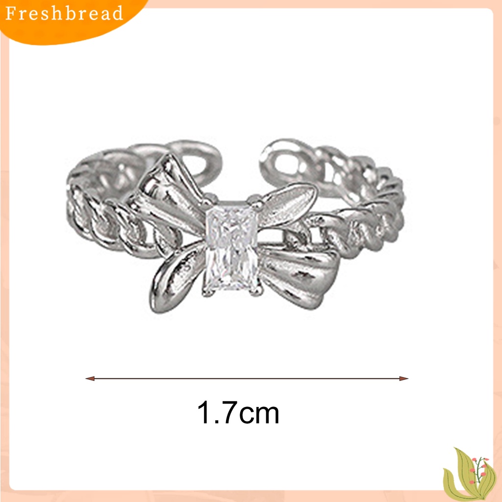 &lt; Freshbread &gt; Cincin Fashion Berlubang Hias Zirkon Bentuk Kupu-Kupu Adjustable Geometris Hias Aksesori Lady Jari Telunjuk Open Ring Untuk Kehidupan Sehari-Hari