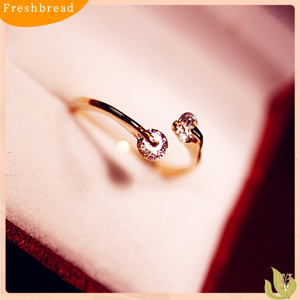 &lt; Freshbread &gt; Wanita Fashion Ganda Kubik Zirkon Bertatahkan Cincin Jari Terbuka Pesta Perhiasan Hadiah