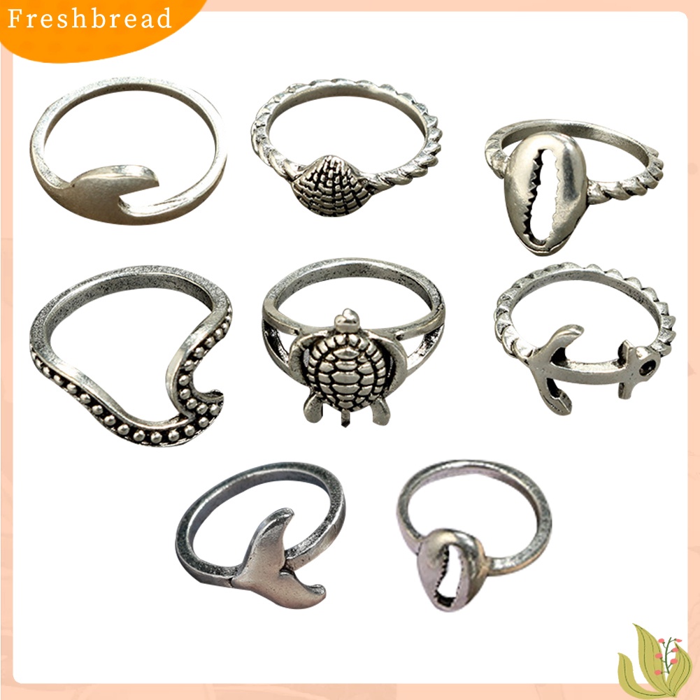 &lt; Freshbread &gt; 8Pcs/Set Wanita Fashion Boho Turtle Knuckle Ring Charming Gift Set Susun