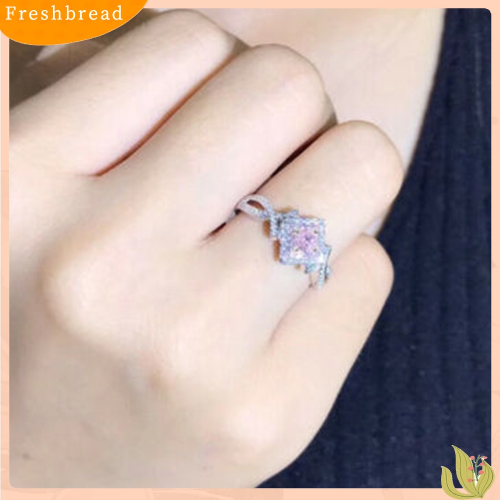 &lt; Freshbread &gt; Cincin Persegi Cubic Zirconia All-Matched Alloy Pengantin Wanita Pernikahan Berlian Imitasi Finger Band Untuk Wanita