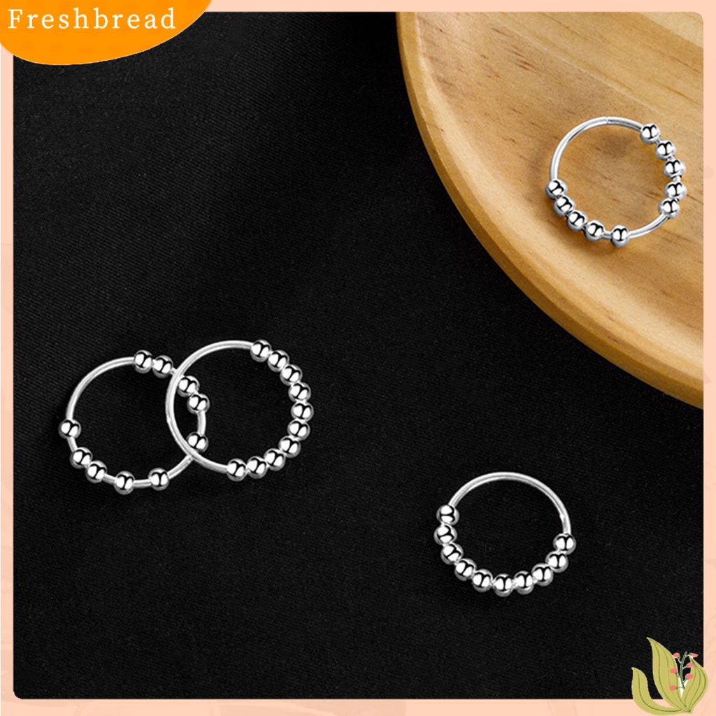 &lt; Freshbread &gt; Finger Ring Charming Rotating Beads Decor Cincin Band Dekorasi Pernikahan Dipoles Minimalis Untuk Pakaian Sehari-Hari