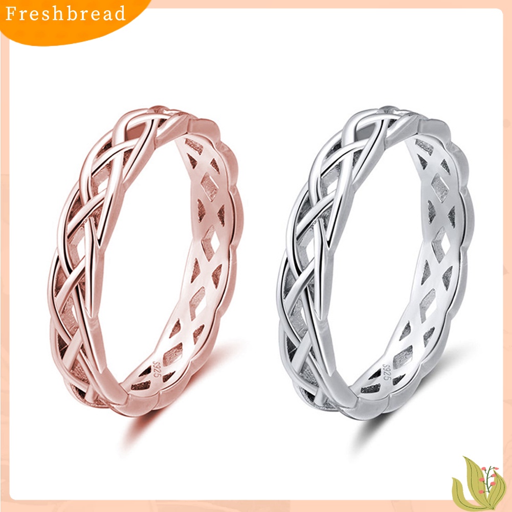 &lt; Freshbread &gt; Minimalis Wanita Memutar Bentuk Berongga Band Cincin Pernikahan Lamaran Perhiasan Hadiah