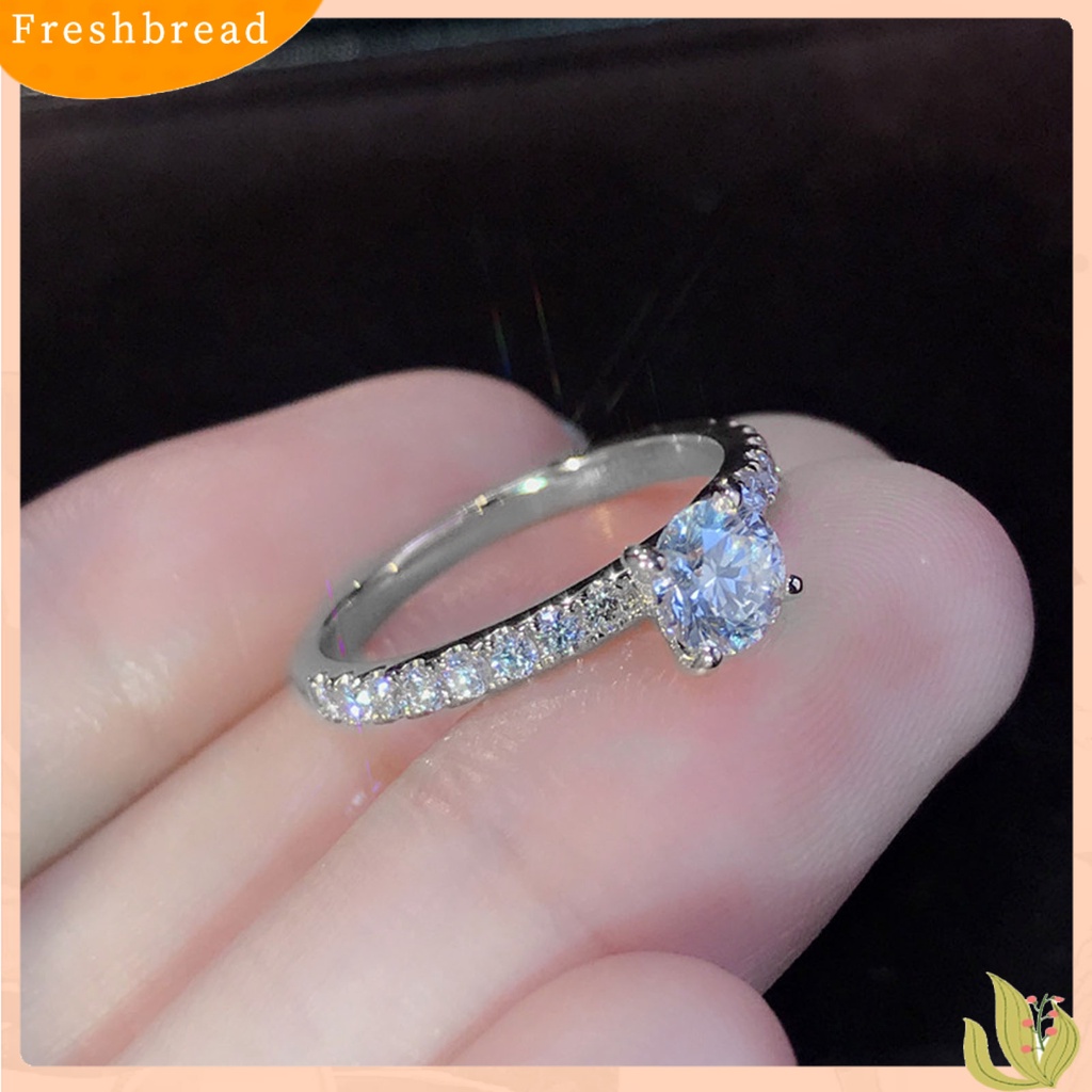 &lt; Freshbread &gt; Wanita Cincin Bulat Berlian Imitasi Perhiasan Fashion Penampilan Electroplated Finger Ring Untuk Pernikahan