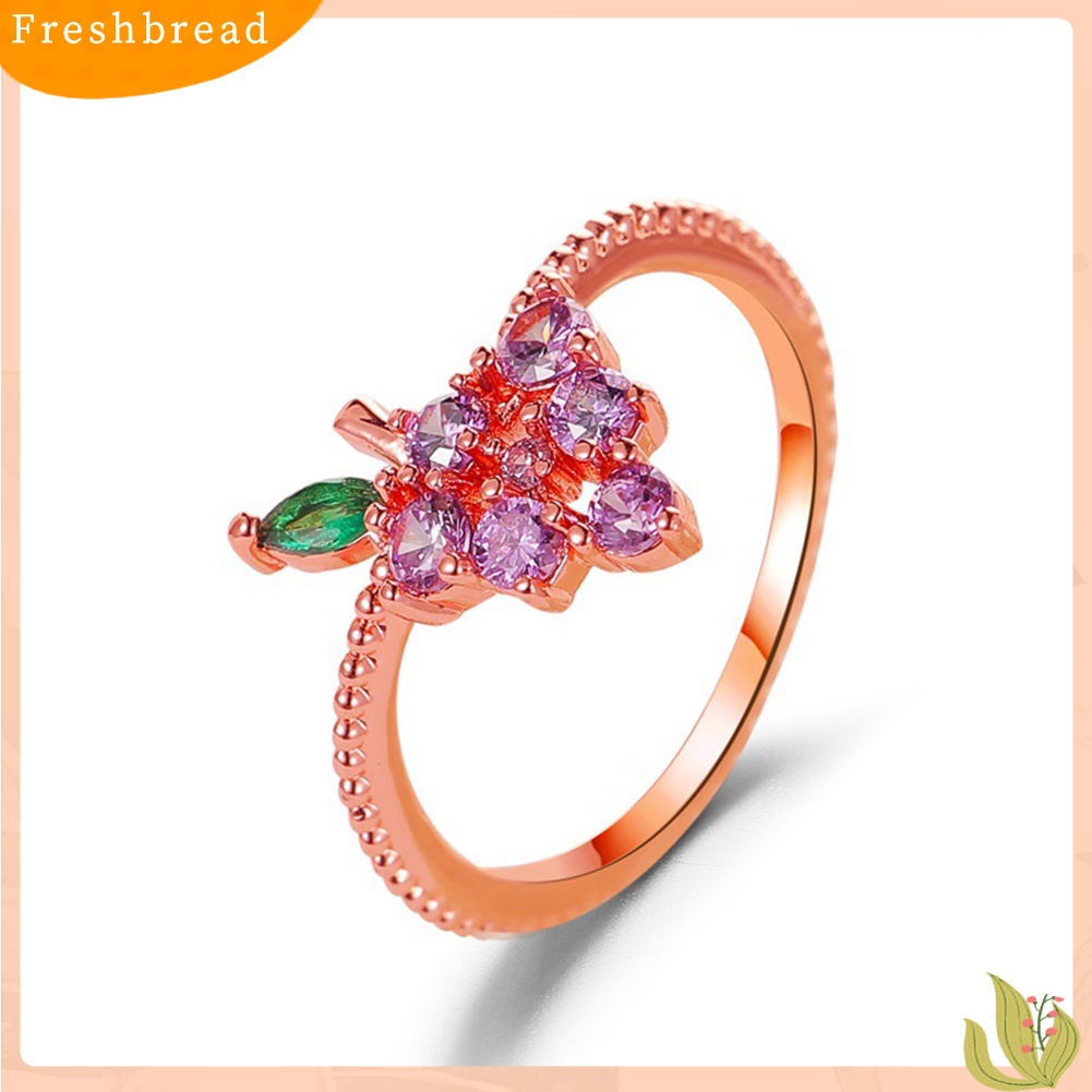 &lt; Freshbread &gt; Indah Gaya Anggur Apel Strawberry Cherry Desain Cincin Wanita Perhiasan Ornamen