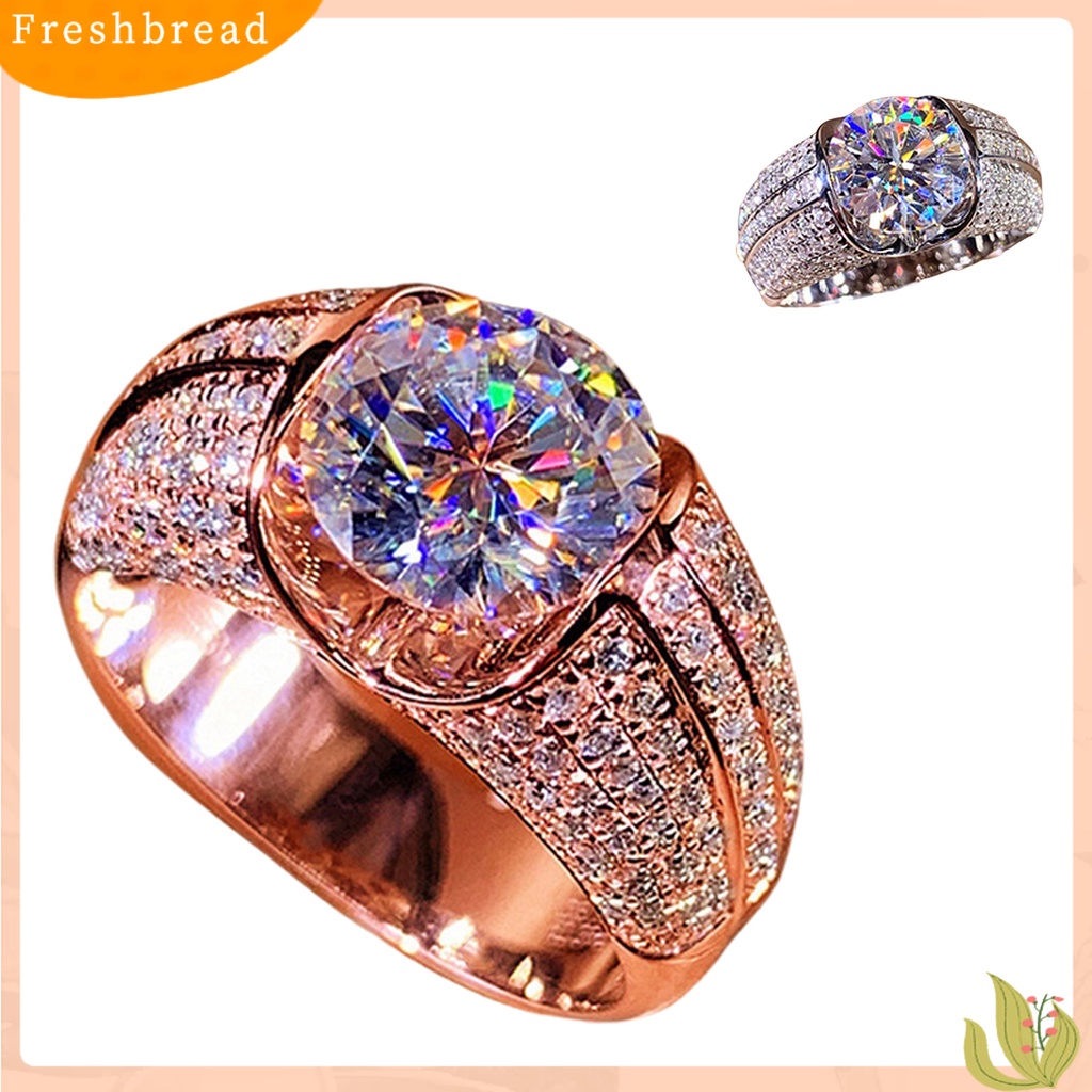 &lt; Freshbread &gt; Wanita Cincin Temperamen Sederhana Alloy Cubic Zirconia Tertanam Hadiah Ideal Cincin Jari Untuk Pesta