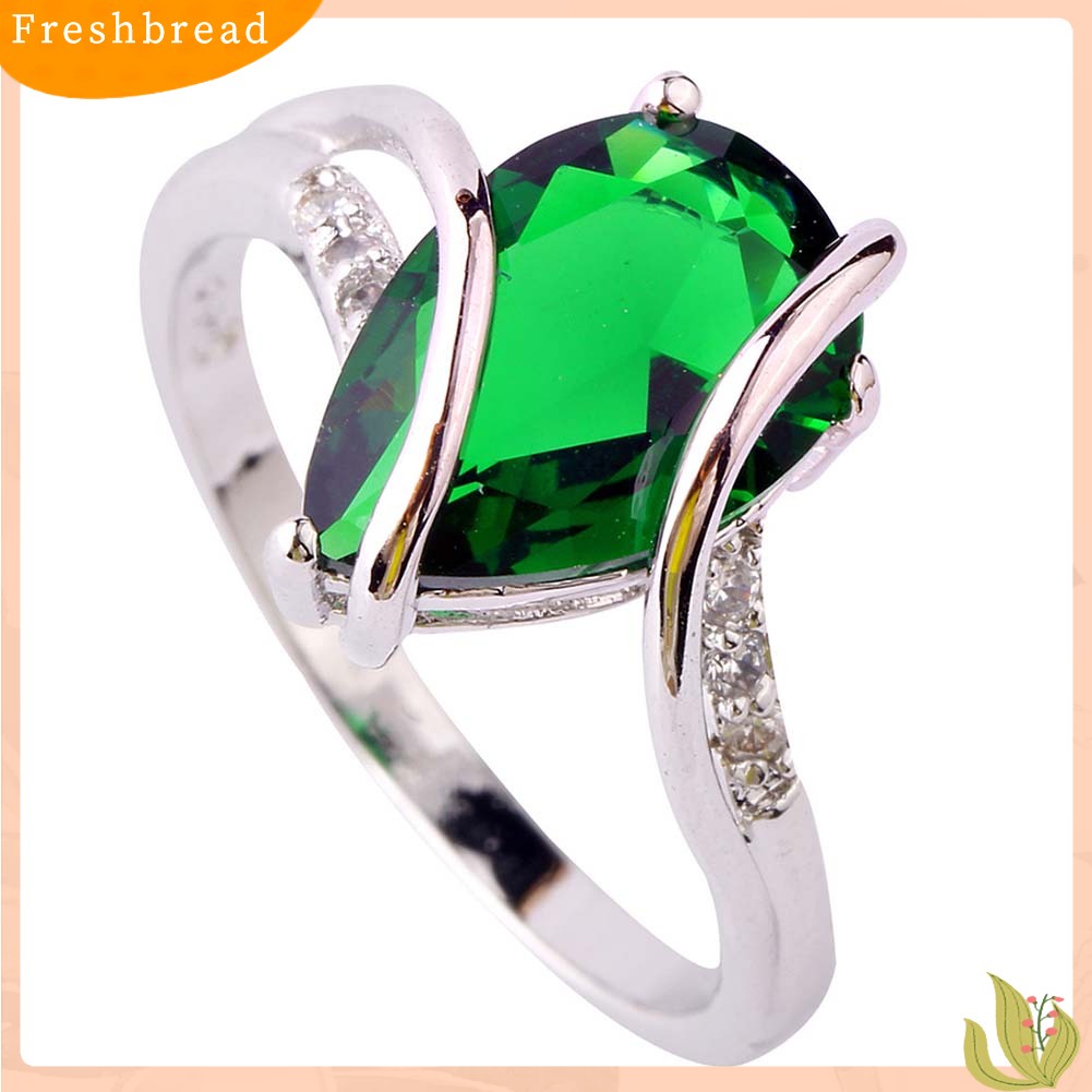 &lt; Freshbread &gt; Fashion Wanita Teardrop Bentuk Berlian Imitasi Bertatahkan Twist Cincin Hadiah Perhiasan Pernikahan