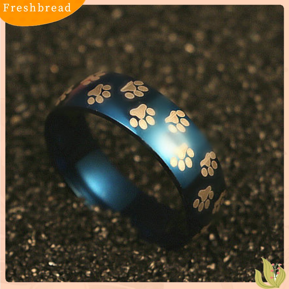 &lt; Freshbread &gt; Pria Wanita Lucu Hewan Paw Print Baja Titanium Jari Cincin Perhiasan Hadiah Ulang Tahun