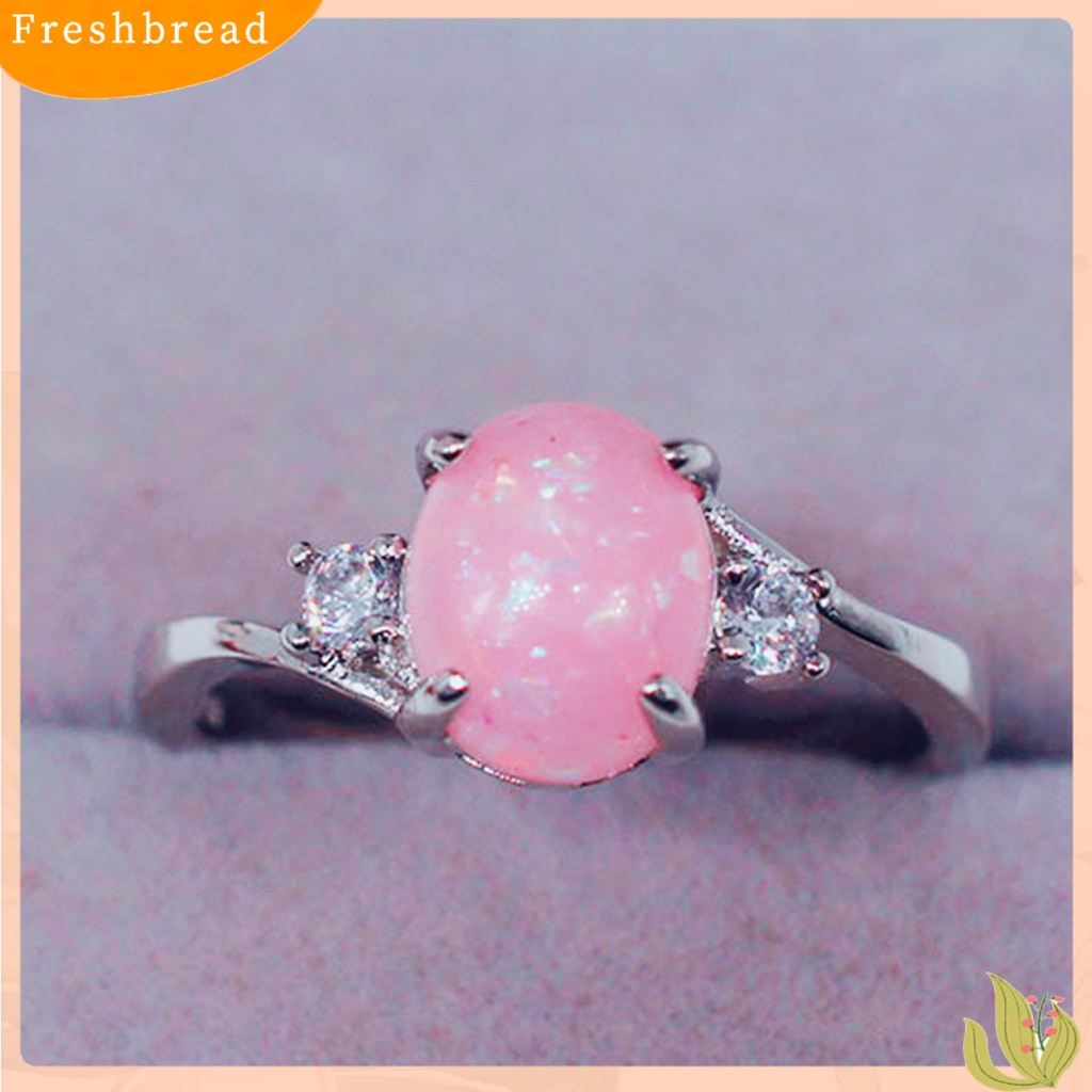 &lt; Freshbread &gt; Wanita Cincin Indah Oval Opal Berlian Imitasi Knuckle Ring Jari Dekorasi