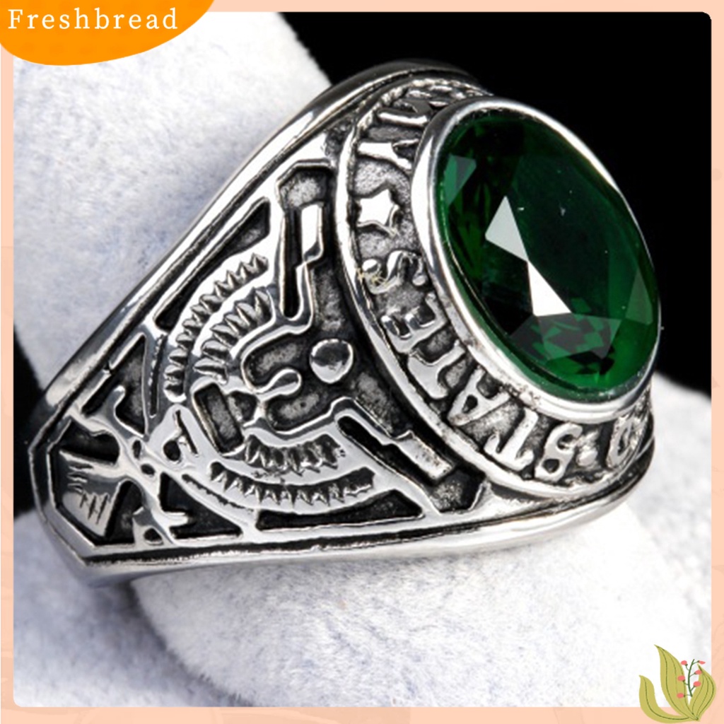 &lt; Freshbread &gt; Cincin Punk Bentuk Oval Hias Berlian Imitasi Punk Klasik Ring Untuk Pesta