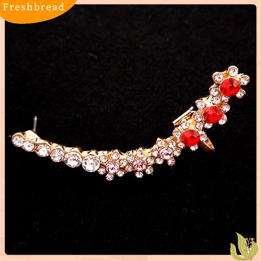 &lt; Freshbread &gt; 1Pc Tindik Terintegrasi Klip Telinga Gadis Kepingan Salju Berlian Imitasi Stud Anting Perhiasan Accesories