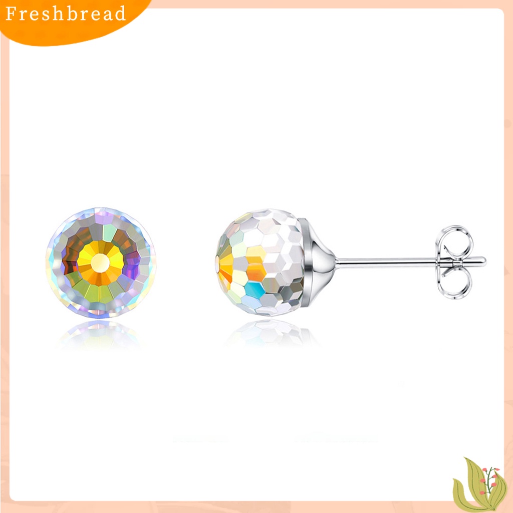 &lt; Freshbread &gt; Wanita Ear Studs Anti Tarnish Sterling Silver Anting Tusuk Kristal Imitasi Bulat Untuk Kehidupan Sehari-Hari