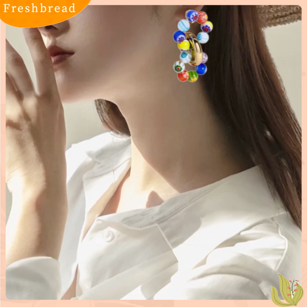 &lt; Freshbread &gt; Bohemian Bulat Mutiara Imitasi Anting Pejantan Telinga Besar Aksesori Perhiasan Fashion