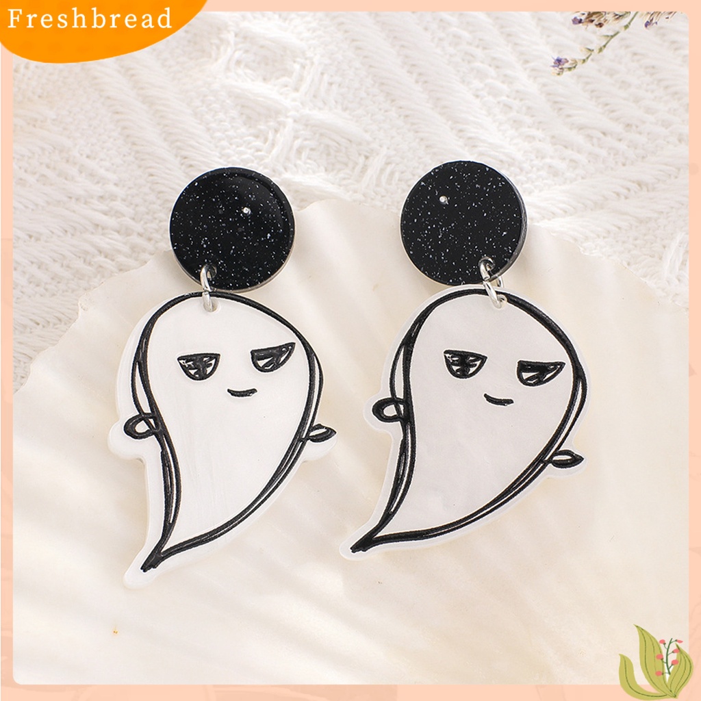 &lt; Freshbread &gt; 1pasang Anting Halloween Hantu Halus Akrilik Graffiti House Pendant Stud Earrings Untuk Halloween