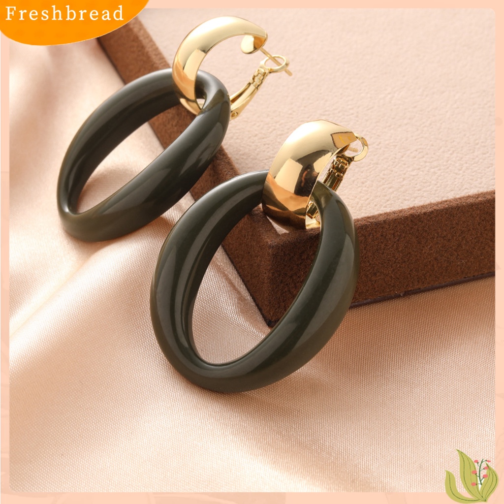 &lt; Freshbread &gt; 1pasang Anting Hoop Retro Berbentuk O Minimalis Hypoallergenic Keren Geometris Anting Lingkaran Akrilik Perhiasan Fashion