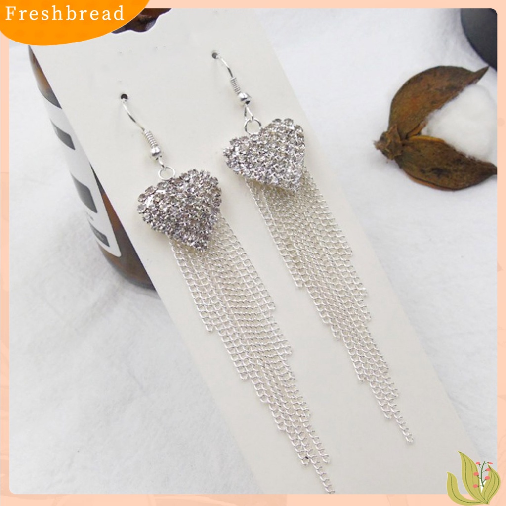 &lt; Freshbread &gt; 1pasang Anting Kait Tindik Hias Alloy Heart Decor Menjuntai Earrings Untuk Kehidupan Sehari-Hari