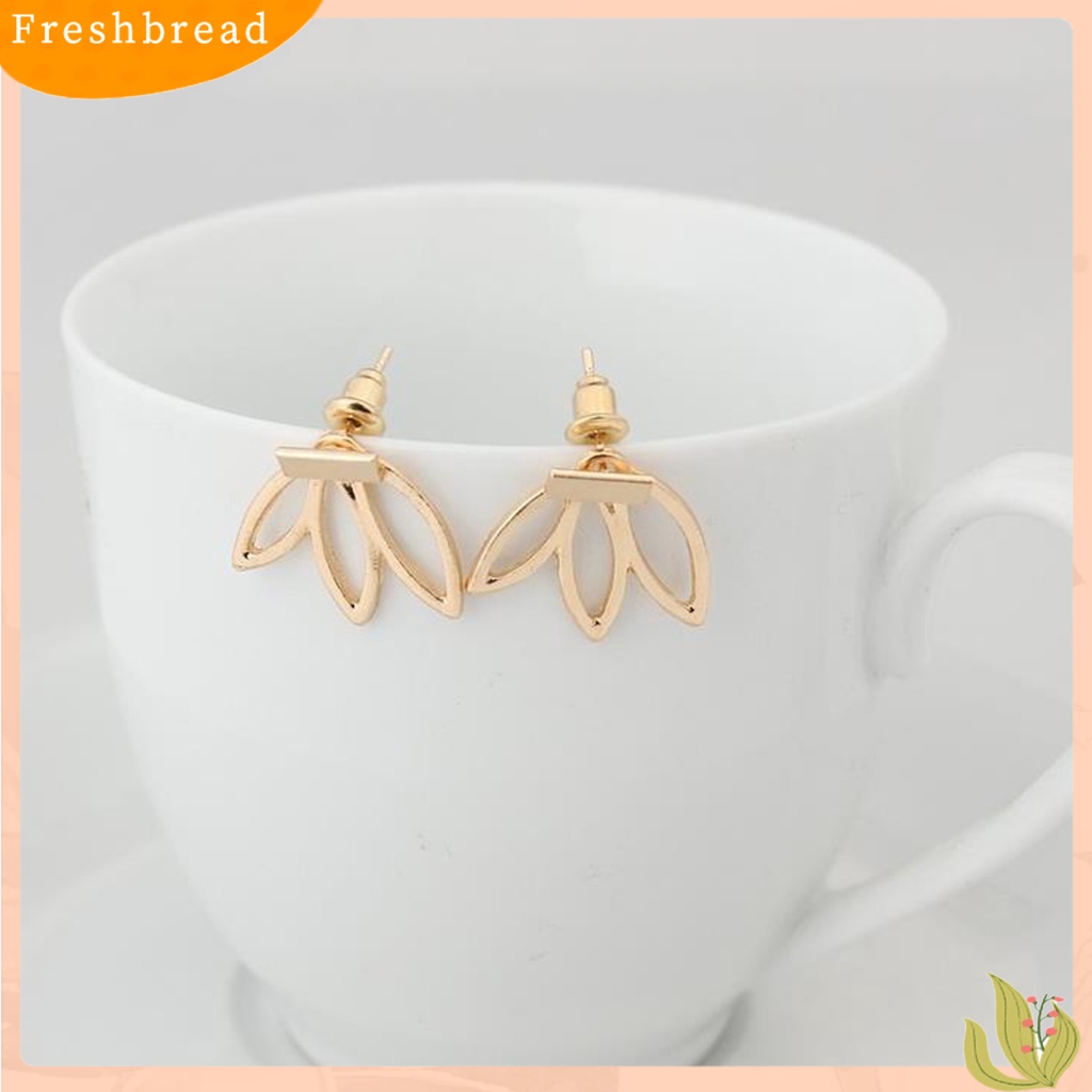 &lt; Freshbread &gt; Ear Studs Hollow Lotus Kreatif Wanita Anting Alloy Elegan Untuk Pacaran