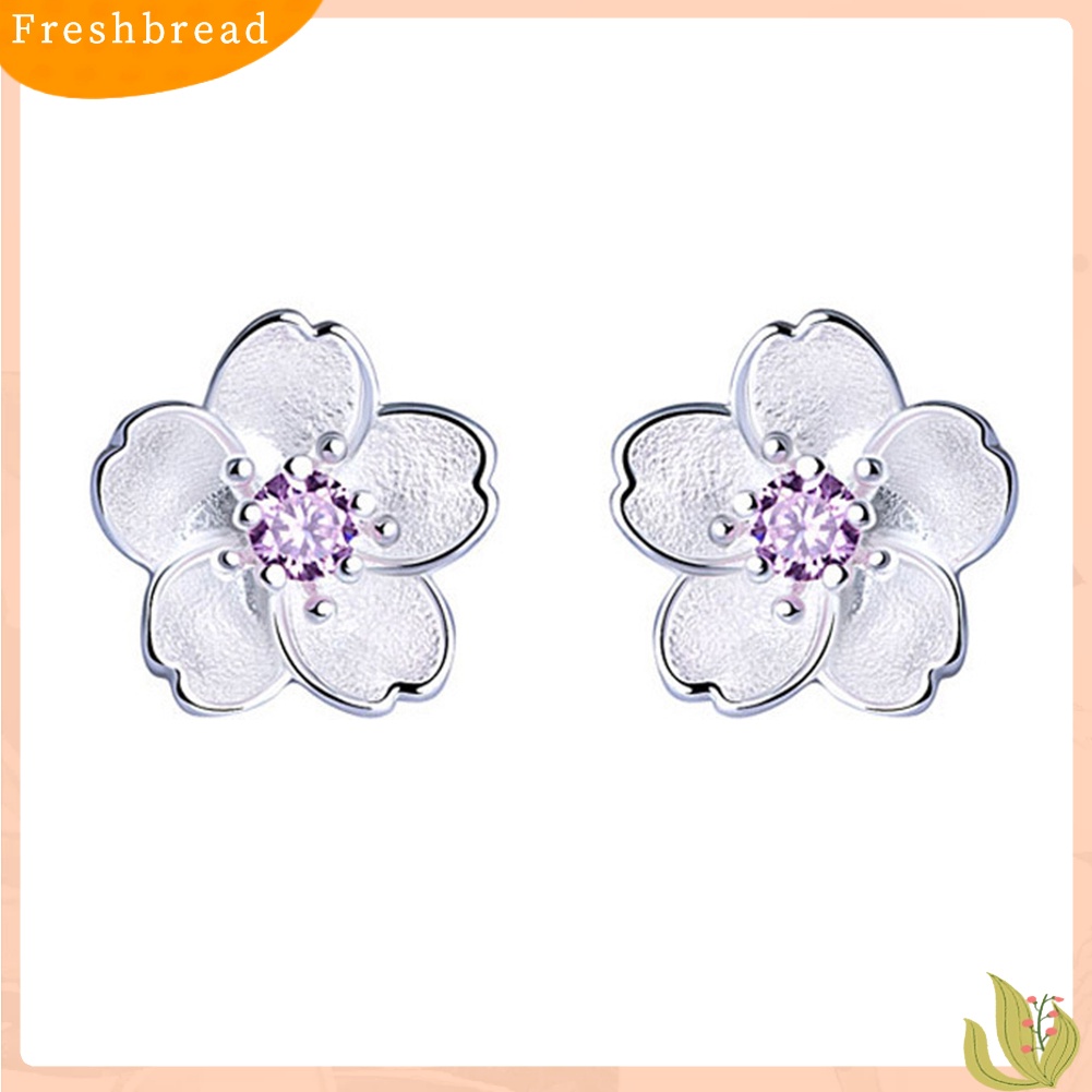 &lt; Freshbread &gt; Bunga Sakura Flower Stud Earrings Wanita Elegan Perhiasan Perjamuan Pesta Hadiah