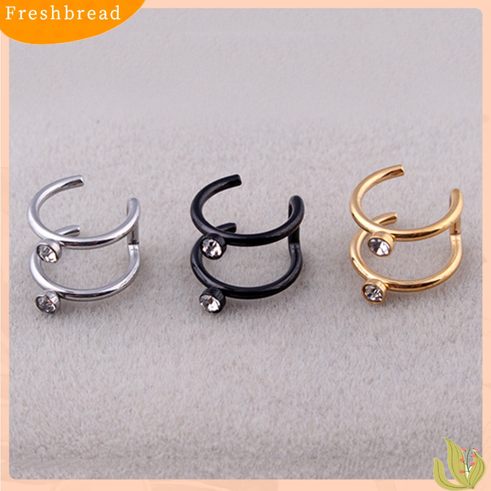 &lt; Freshbread &gt; 1Pc Wanita Berlian Imitasi Hias Helix Tulang Rawan Manset Telinga Tanpa Tindik Klip On Earring