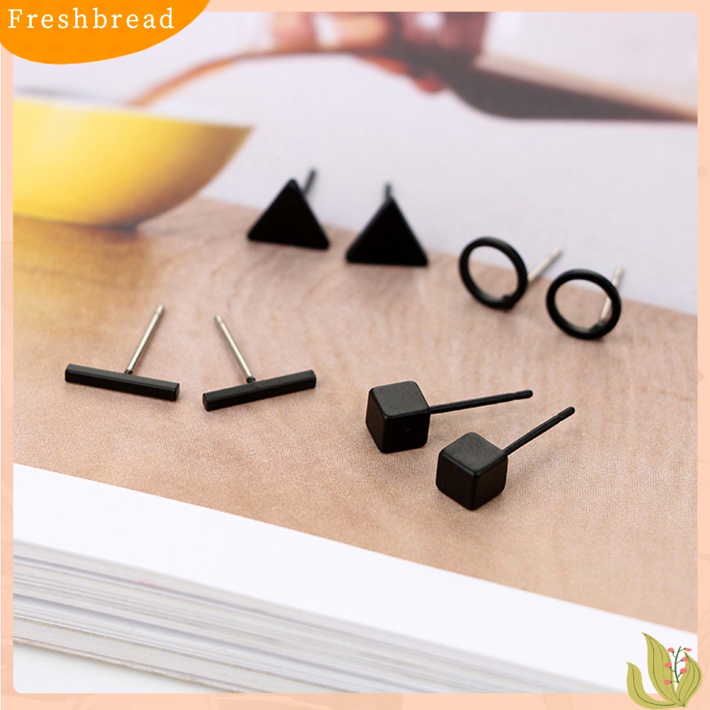 &lt; Freshbread &gt; 8Pcs/Set Mode Geometris Persegi Segitiga Lingkaran Telinga Stud Anting Wanita Hadiah