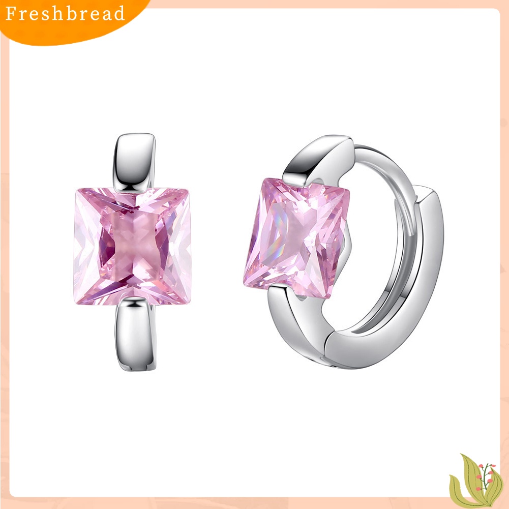 &lt; Freshbread &gt; Fashion Wanita Cubic Zirconia Hias Huggie Anting Hadiah Perhiasan Pesta Pernikahan