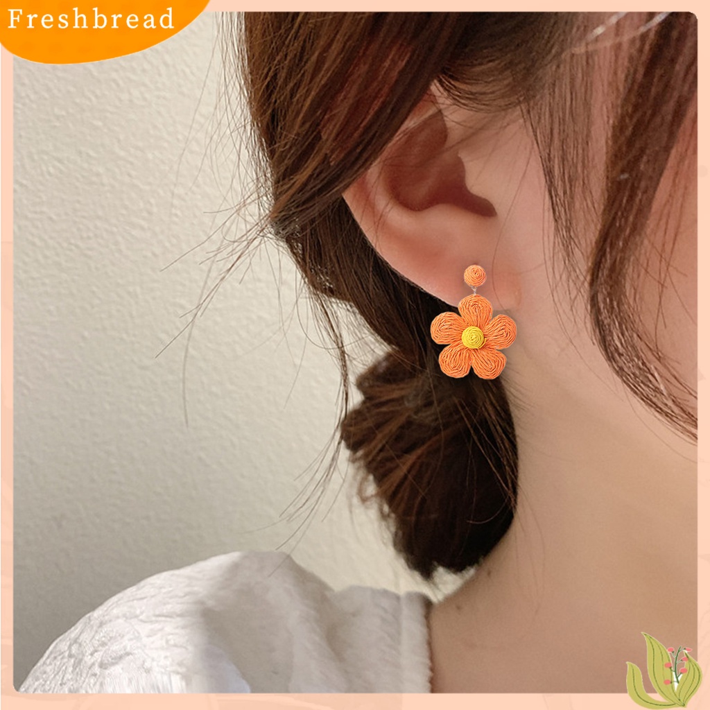 &lt; Freshbread &gt; 1pasang Anting Wanita Bunga Warna Cerah Perhiasan Gaya Liburan Floral Drop Earrings Untuk Pantai