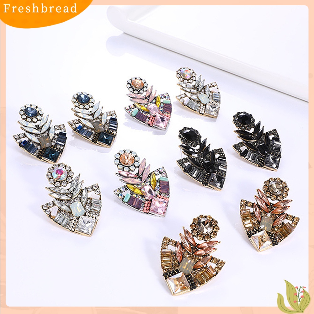 &lt; Freshbread &gt; Wanita Fashion Berlian Imitasi Berlebihan Bohemian Ear Stud Earrings Perhiasan Hadiah