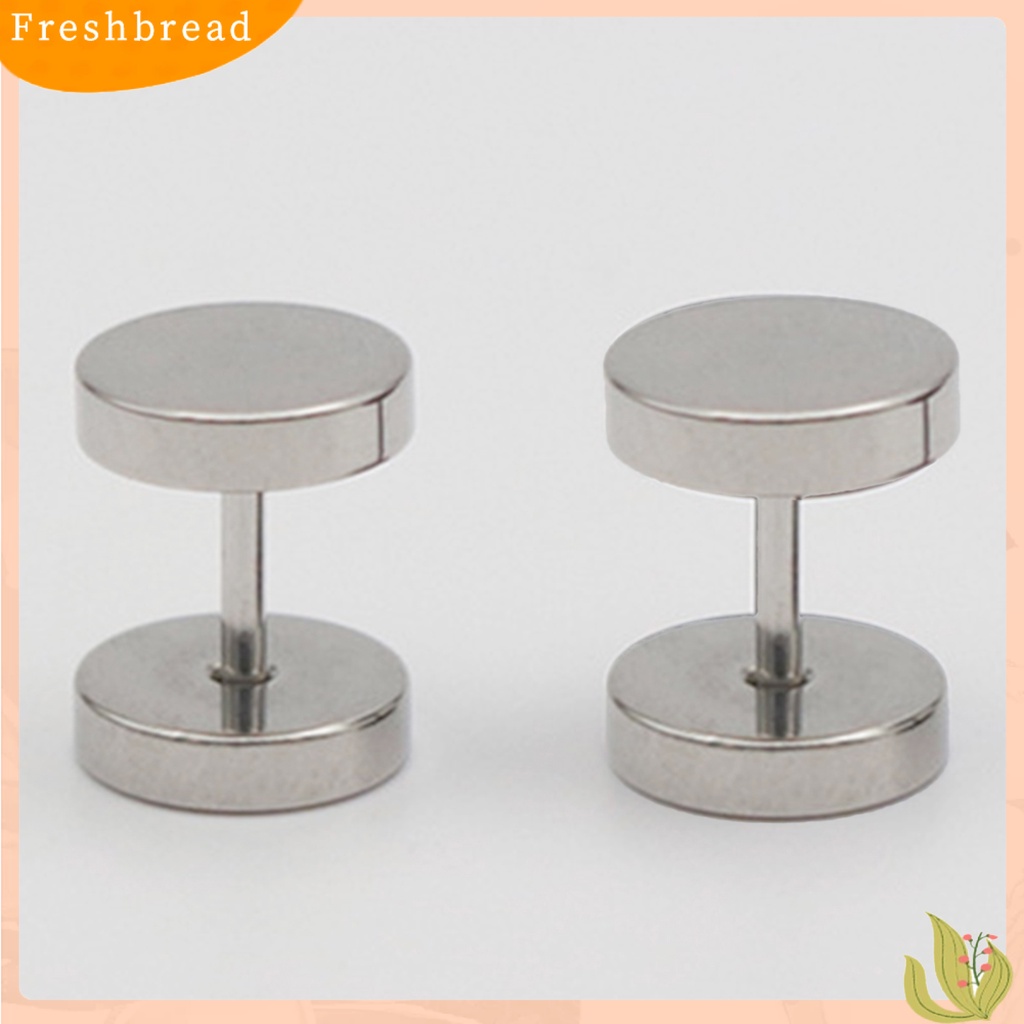 &lt; Freshbread &gt; Anting Stud Simplicity Dekorasi Tidak Alergi Bulat Pria Ear Studs Hadiah Ulang Tahun