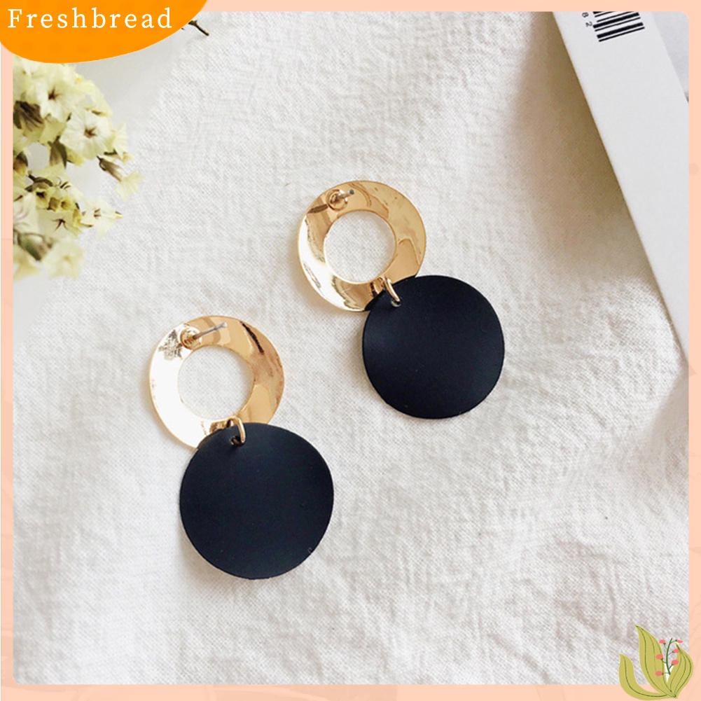 &lt; Freshbread &gt; 2pasang Bergaya Wanita Geometris Bulat Menjuntai Berongga Lingkaran Stud Earrings Jewelry