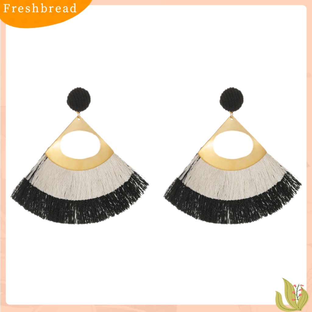 &lt; Freshbread &gt; 1pasang Perhiasan Anting Hias Bohemian Bergigi Rumbai Drop Earrings Untuk Kehidupan Sehari-Hari