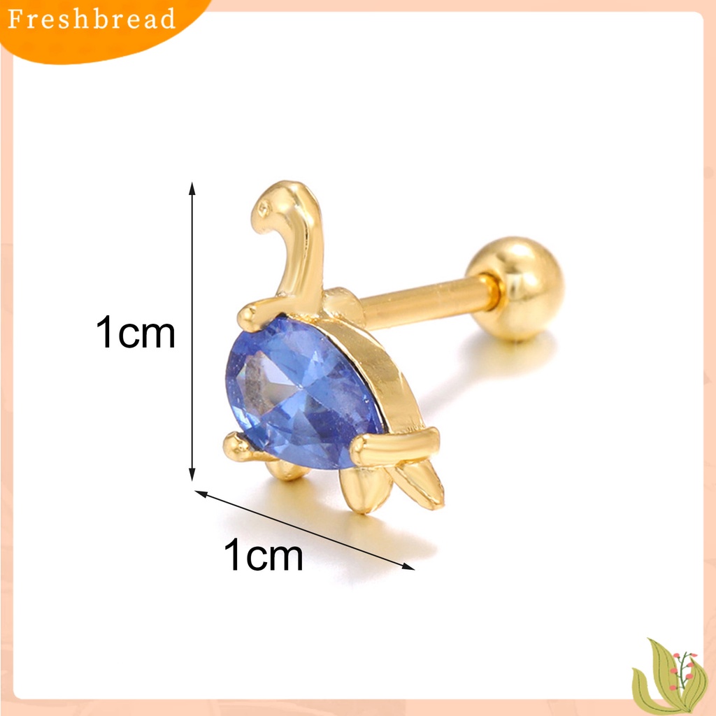 &lt; Freshbread &gt; 1Pc Bentuk Dinosaurus Kecil Wanita Anting Alloy Cubic Zirconia Stud Earring Perhiasan Aksesori