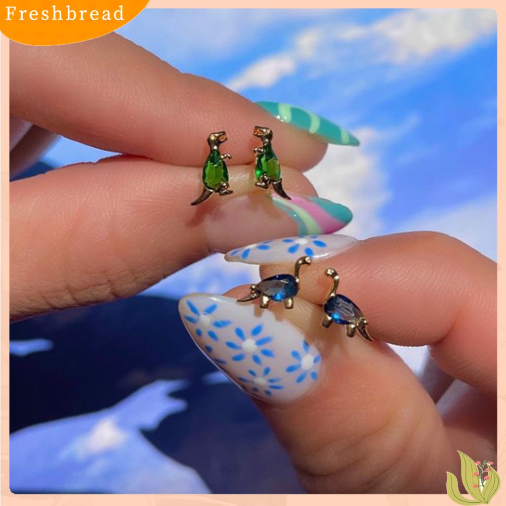 &lt; Freshbread &gt; 1Pc Bentuk Dinosaurus Kecil Wanita Anting Alloy Cubic Zirconia Stud Earring Perhiasan Aksesori