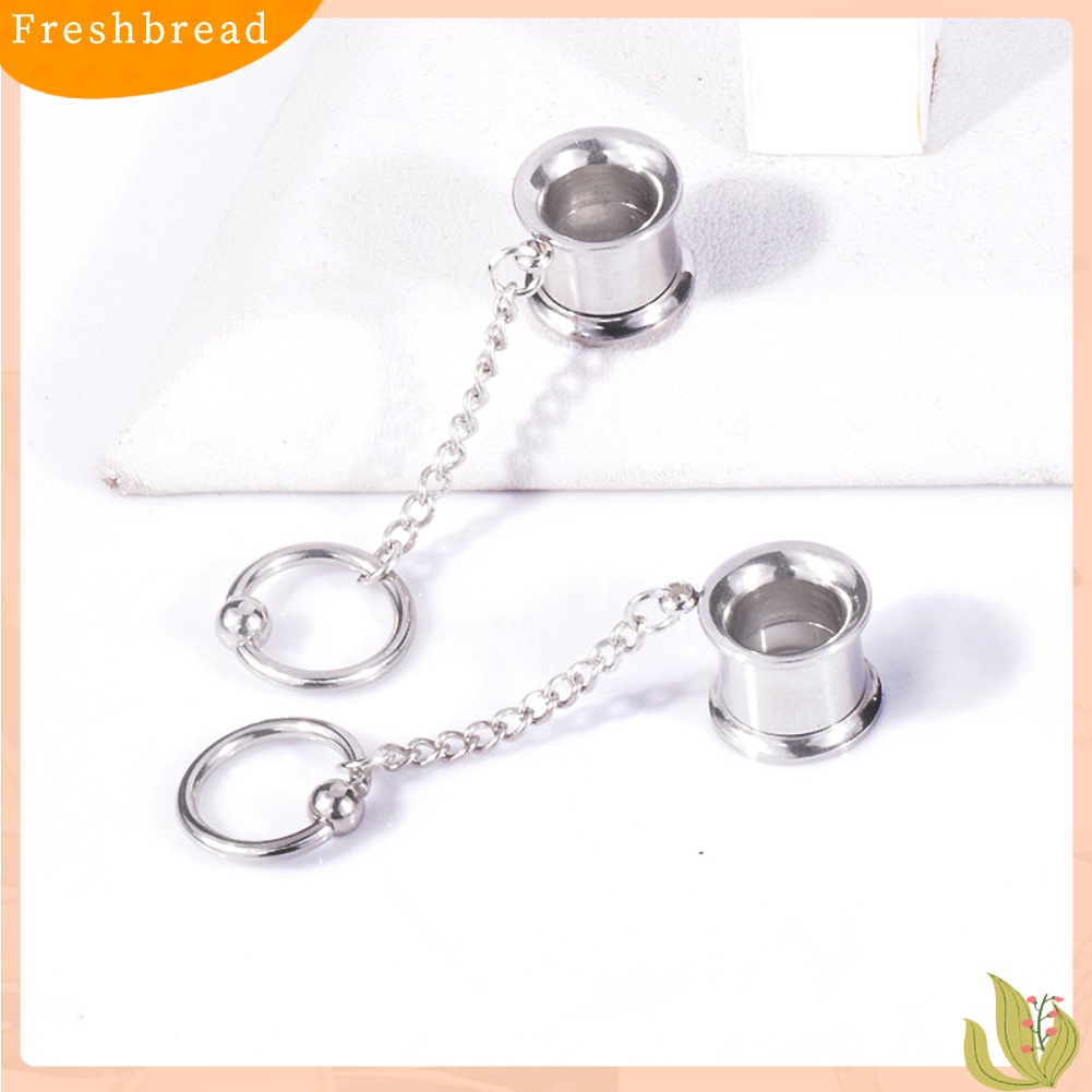 &lt; Freshbread &gt; 1Pc Wanita Cincin Rumbai Menjuntai Double Flare Ear Plug Tandu Piercing Perhiasan