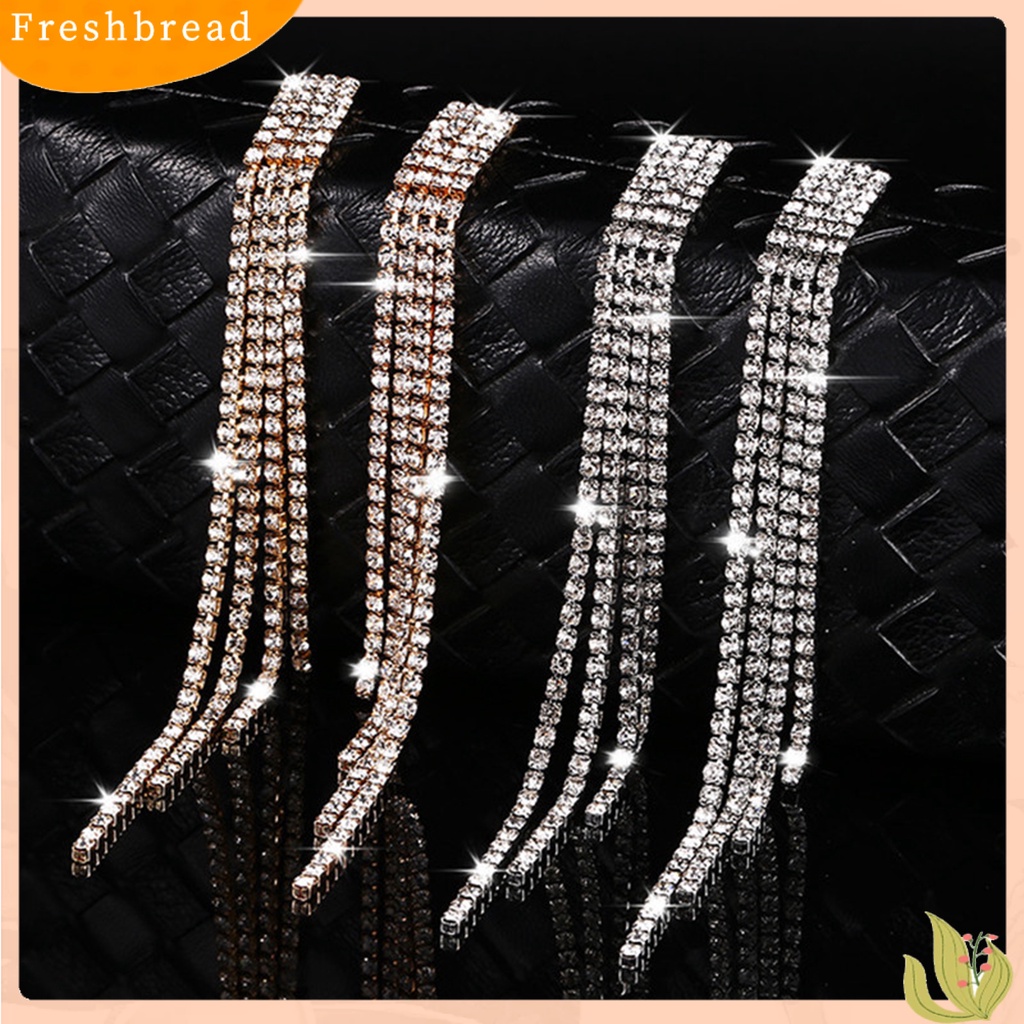 &lt; Freshbread &gt; 1pasang Drop Earrings Rhinestones Jumbai Perhiasan Bersinar Gaya Korea Anting Menjuntai Untuk Pesta Pernikahan Perjamuan Prom