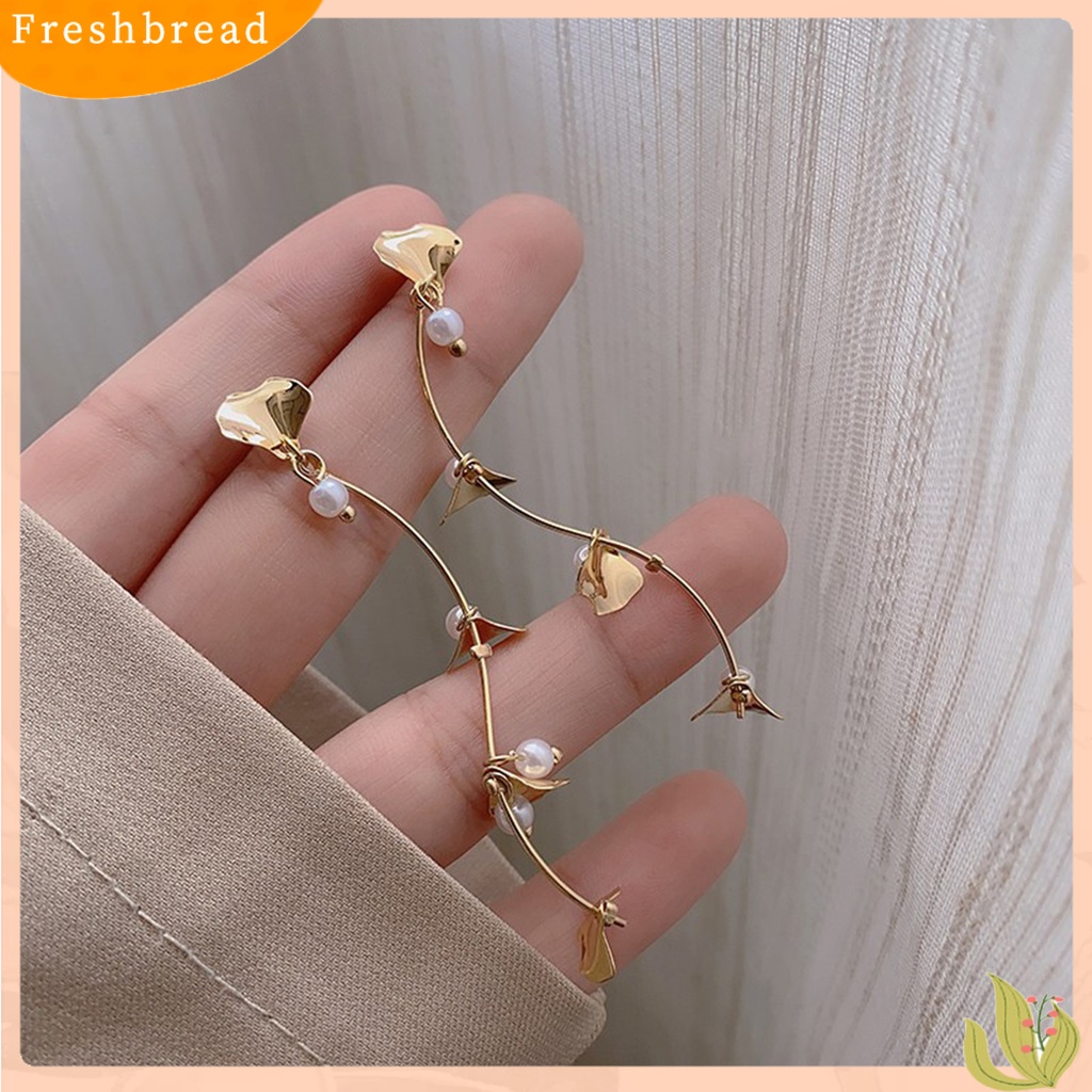 &lt; Freshbread &gt; 1pasang Drop Earrings Retro Panjang Rumbai Liontin Alloy Berlian Imitasi Tertanam Anting Kait Modis Untuk Pesta