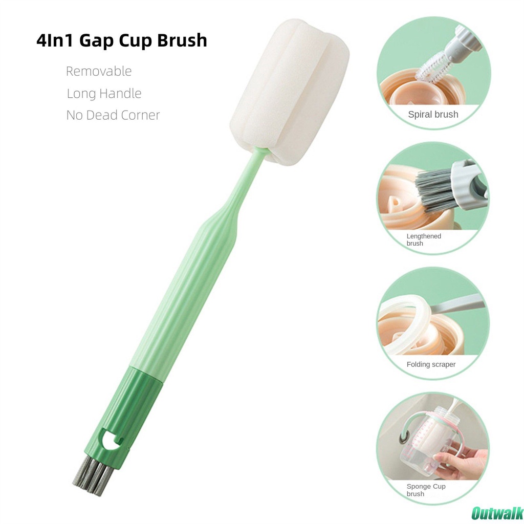 ღ Dapat Dilepas Spons Cup Brush Multi-Fungsional 4in1gap Sikat Pembersih Plastik Bayi Puting Penutup Gelas Sikat Dapur Cup No sudut Mati Alat Pembersih