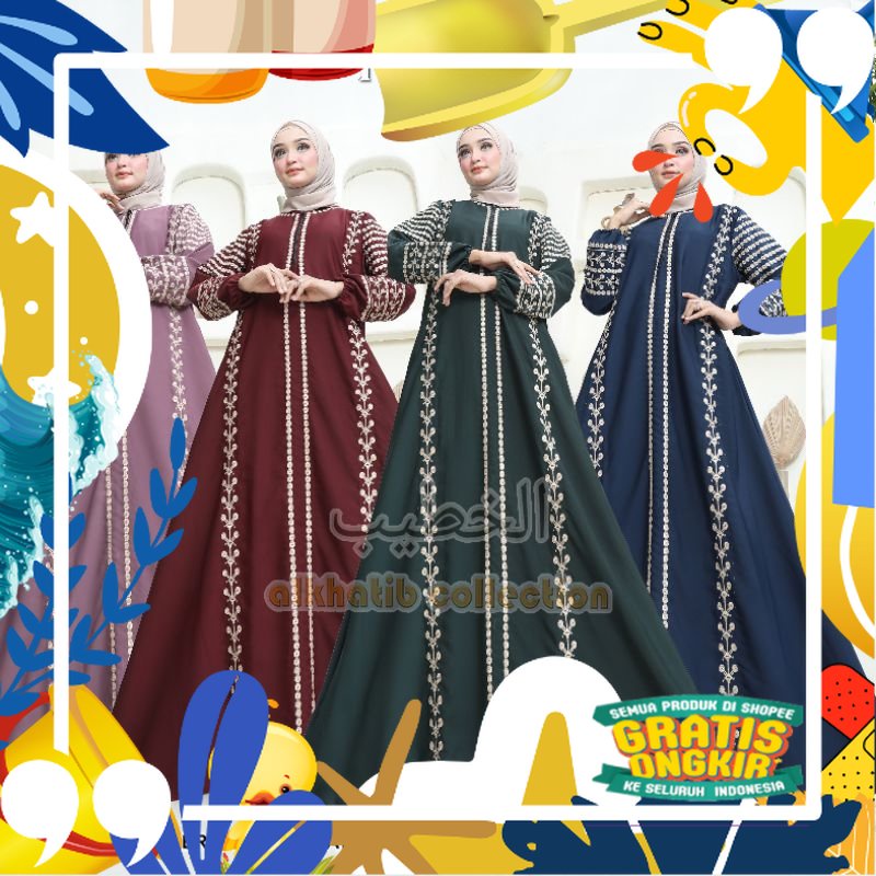ABAYA ORI HADRAH BORDIR FURSAN SAUDI IMPORT CRYSTAL CREPE ALKHATIB COLLECTION COUPLE DEWASA S M L XL