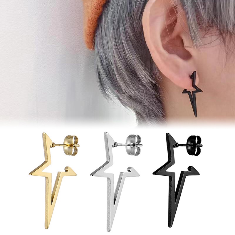 Anting Stud Pentagram Stainless Steel Gaya Punk/Anting Bintang Gotik Perhiasan Pengantin Pernikahan