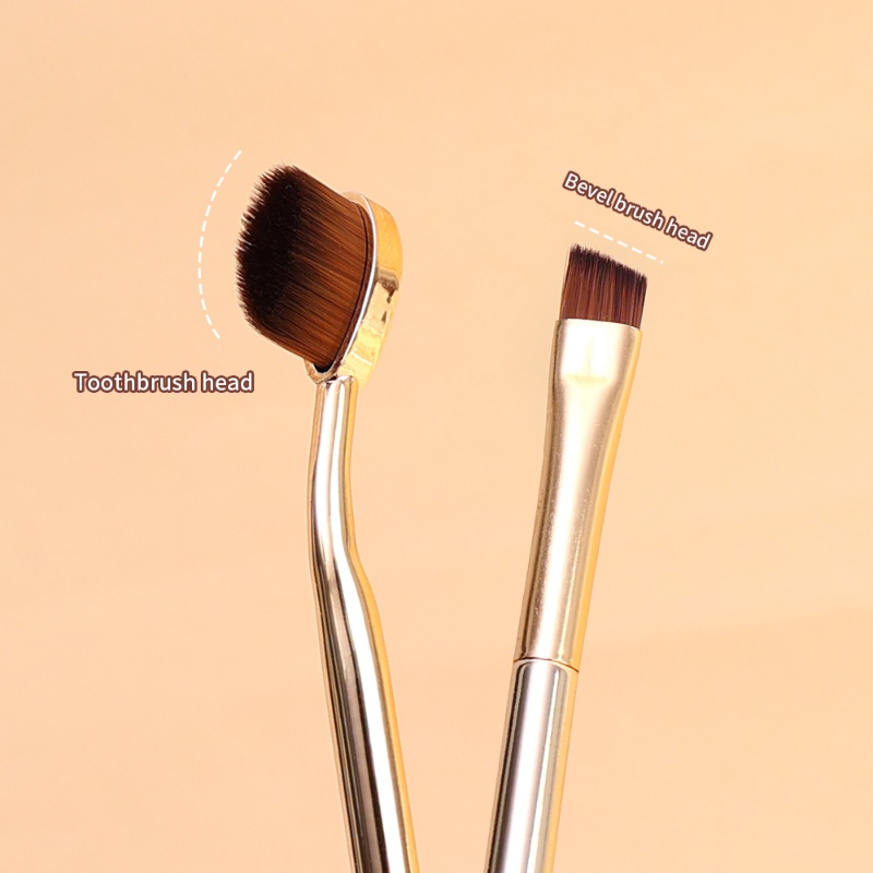 1pc Portable Double-ended Foundation Brush Eye Shadow Hidung Contour Brush Makeup Brush Cream Puff Sikat Alis Makeup Alat