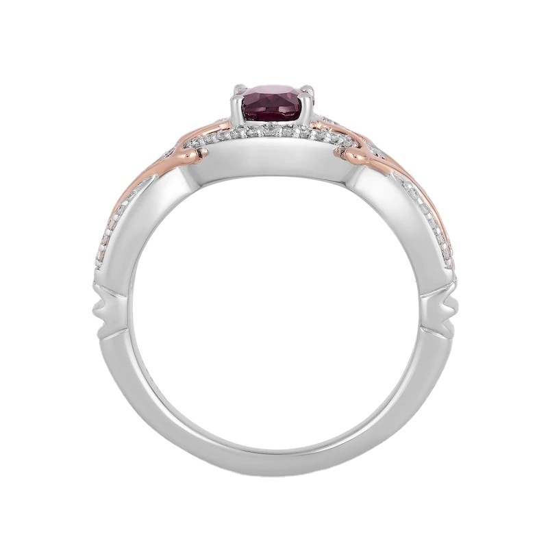 Goldkingdom Aksesoris Perhiasan Fashion Ready Stock Mikro-Hias Berbentuk Telur Amethyst Dua Warna Cincin Berlapis Dengan Rose Gold Engagement Ring Girl
