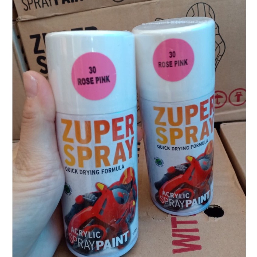 Zuper Spray Paint Pilok Pilox Warna Rose Pink / Merah Muda (P 30) 150cc/150ml