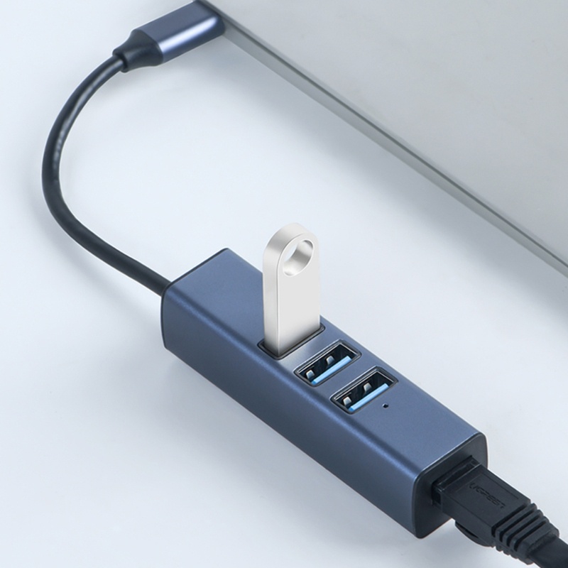 Zzz USB TypeC Ethernet USB to RJ45 Hub 100M Ethernet Adapter Card Dengan Driver Hub USB3 0 2 0 Gratis Untuk Laptop