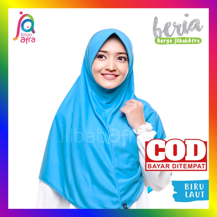 TERLARIS Jilbab Afra Beria Hijab Instan Pet Antem Jumbo Kaos Adem Biru Laut - Biru Laut, XS