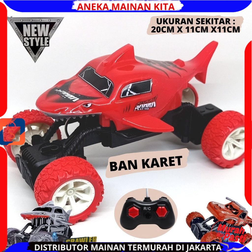 Mainan Anak Mobil RC Rock Crawler Shark Monster Remote Control Hiu