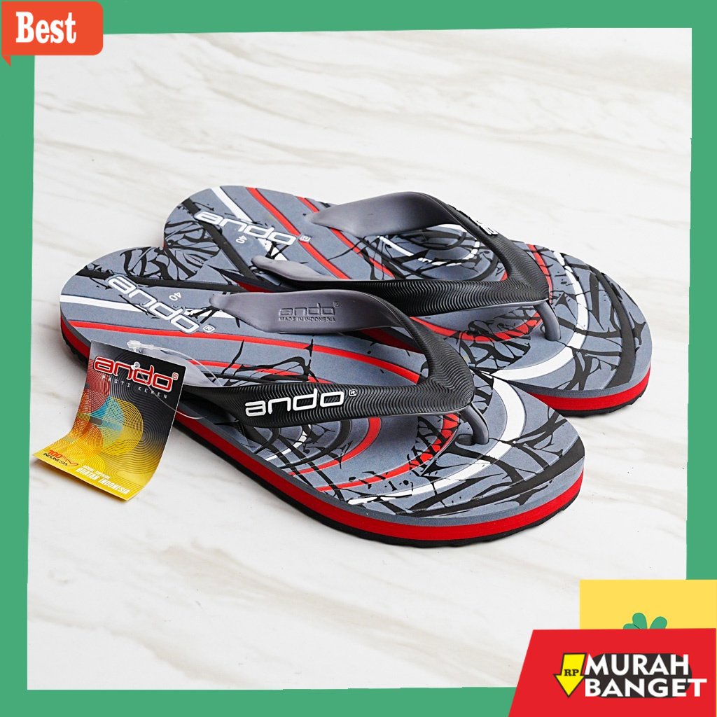 Cocok buat lebaran- Ando Kazhen - Sandal Jepit Ando Pria Dewasa - Tahan Air dan Awet - Sandal Jepit 