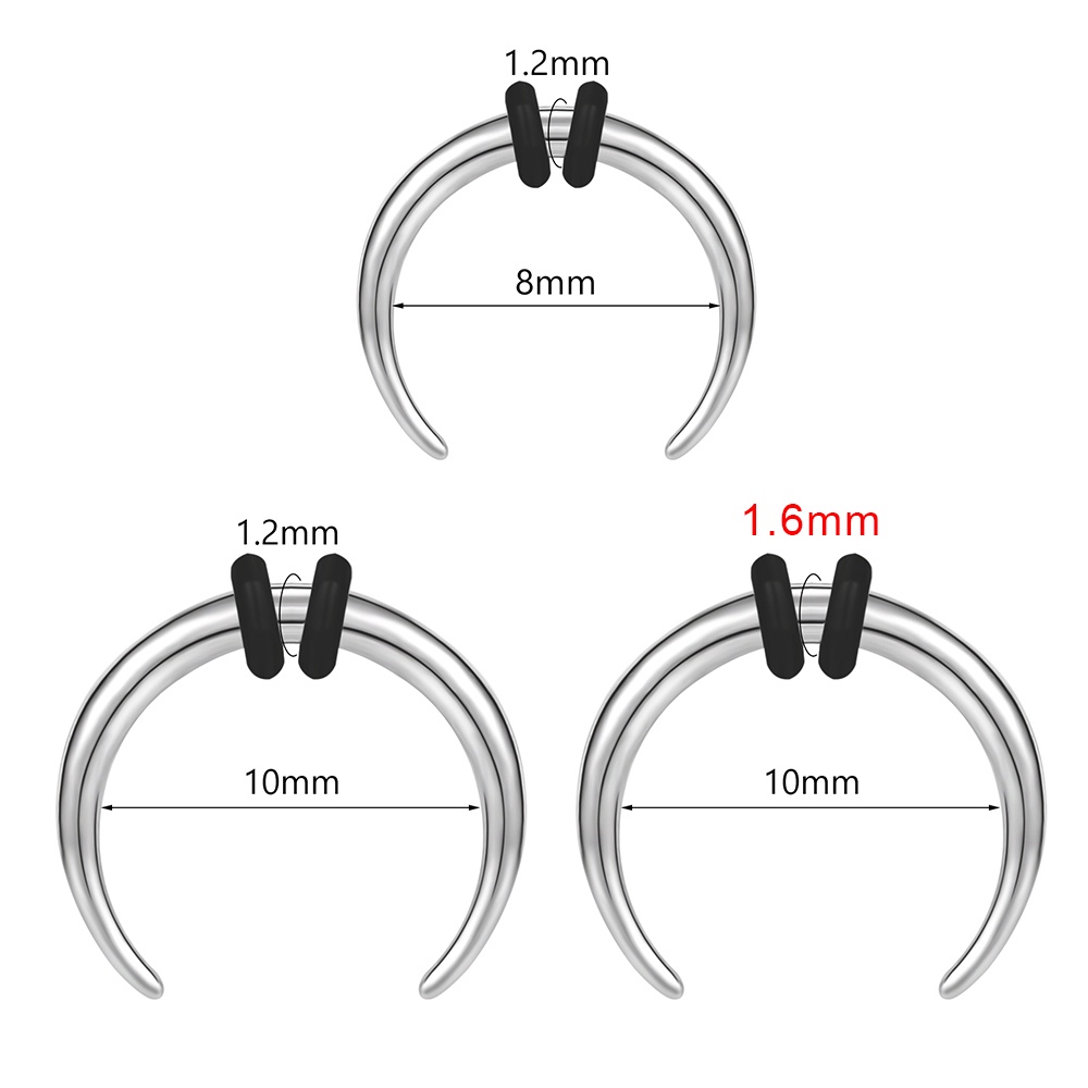 1pc14/16g Tanduk Ox Vintage Nose Septum Ring Stainelss Steel Tapal Kuda Hidung Tindik Lancip Tandu Hidung Expander