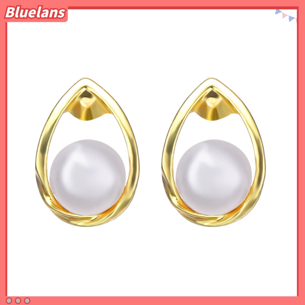 {In Stock} 1pasang Anting Wanita Gaya Perancis Retro Elegan Berlapis Emas Hypoallergenic Hadiah Fashion Perhiasan High Gloss Faux Pearl Cross Ladies Earrings Untuk Pesta